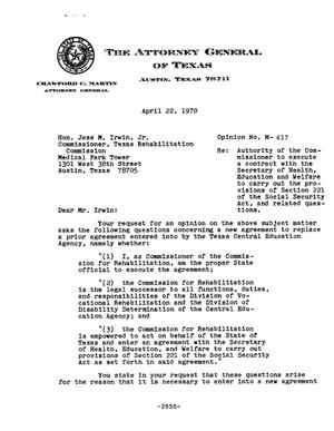 Primary view of object titled 'Texas Attorney General Opinion: M-617'.