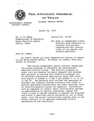 Texas Attorney General Opinion: M-666