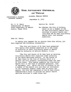 Texas Attorney General Opinion: M-683