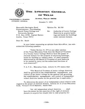 Texas Attorney General Opinion: M-700