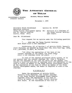 Texas Attorney General Opinion: M-720