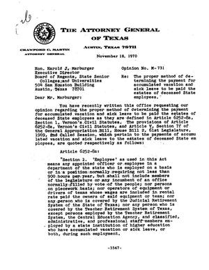 Texas Attorney General Opinion: M-731