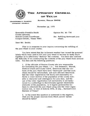 Primary view of object titled 'Texas Attorney General Opinion: M-734'.