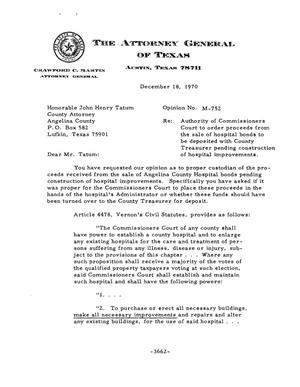 Texas Attorney General Opinion: M-752