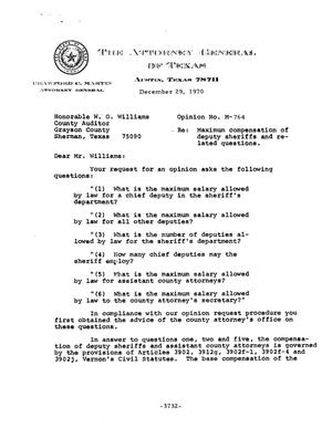 Texas Attorney General Opinion: M-764