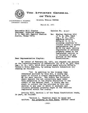 Primary view of object titled 'Texas Attorney General Opinion: M-817'.