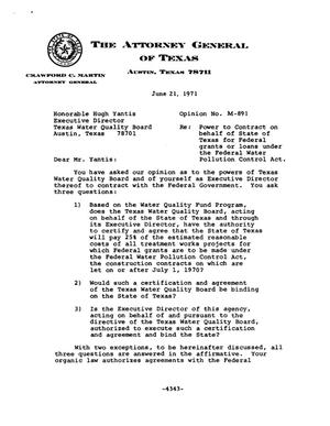Primary view of object titled 'Texas Attorney General Opinion: M-891'.