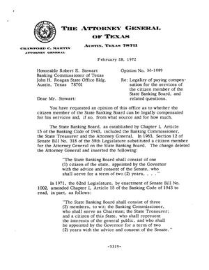 Texas Attorney General Opinion: M-1089