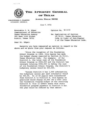Texas Attorney General Opinion: M-1152