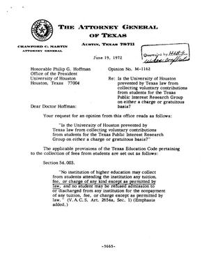Texas Attorney General Opinion: M-1162