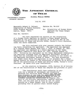 Primary view of object titled 'Texas Attorney General Opinion: M-1181'.