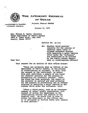 Texas Attorney General Opinion: M-1251