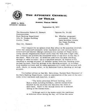Texas Attorney General Opinion: H-100