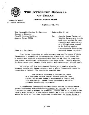Texas Attorney General Opinion: H-101