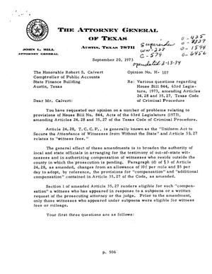 Texas Attorney General Opinion: H-107