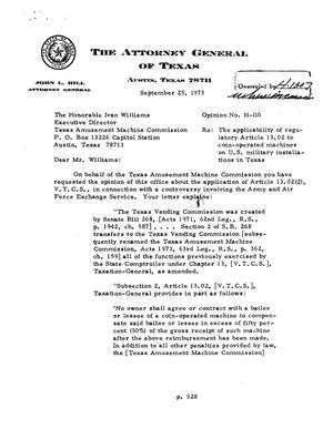Texas Attorney General Opinion: H-110