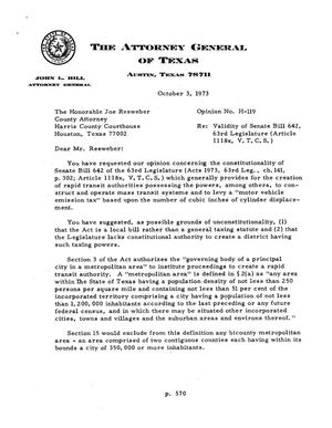 Texas Attorney General Opinion: H-119