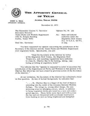 Texas Attorney General Opinion: H-150