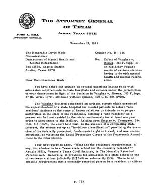 Texas Attorney General Opinion: H-156