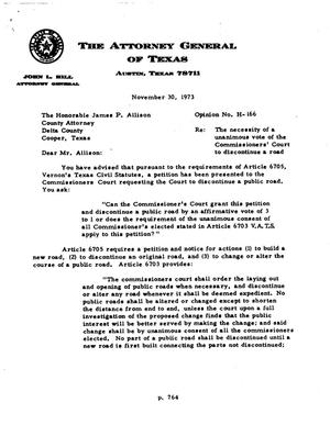 Texas Attorney General Opinion: H-166