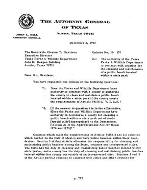 Texas Attorney General Opinion: H-170