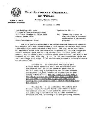 Texas Attorney General Opinion: H-179