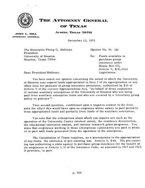 Texas Attorney General Opinion: H-180