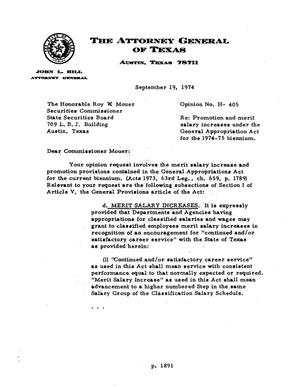 Texas Attorney General Opinion: H-405