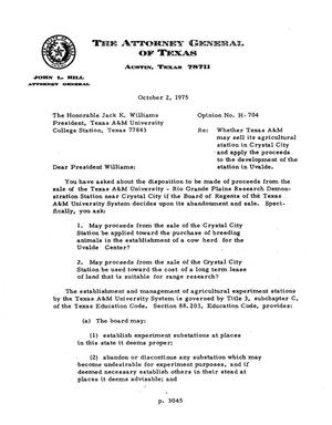 Primary view of object titled 'Texas Attorney General Opinion: H-704'.