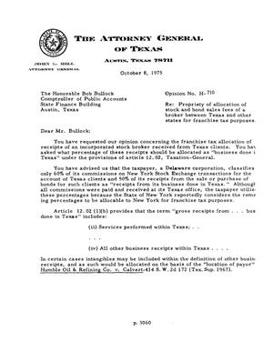 Texas Attorney General Opinion: H-710