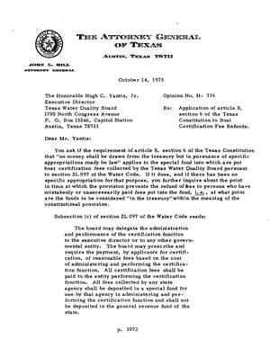 Texas Attorney General Opinion: H-716
