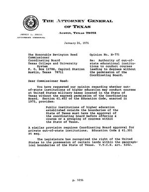Texas Attorney General Opinion: H-771