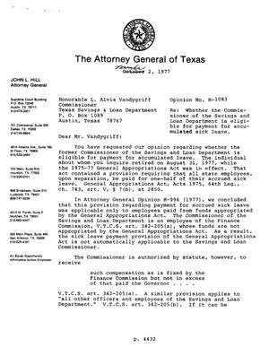 Texas Attorney General Opinion: H-1083