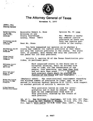 Texas Attorney General Opinion: H-1088
