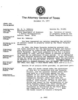 Texas Attorney General Opinion: H-1091