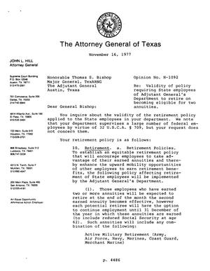 Texas Attorney General Opinion: H-1092