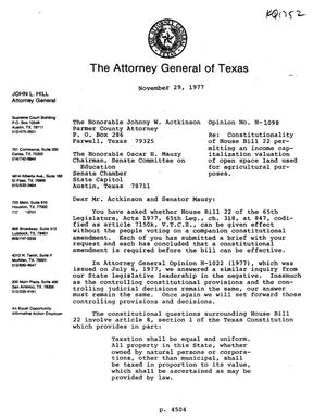 Texas Attorney General Opinion: H-1098