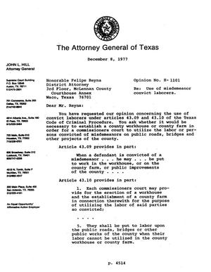 Texas Attorney General Opinion: H-1101