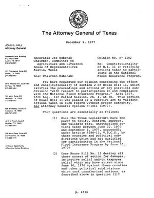 Texas Attorney General Opinion: H-1102