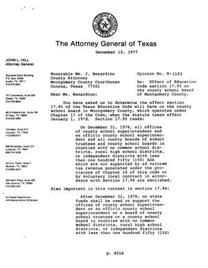 Texas Attorney General Opinion: H-1103