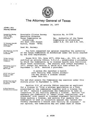 Texas Attorney General Opinion: H-1106