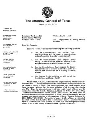 Texas Attorney General Opinion: H-1112