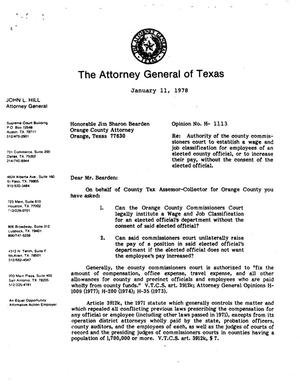 Texas Attorney General Opinion: H-1113