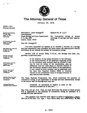 Texas Attorney General Opinion: H-1117