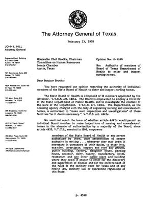 Texas Attorney General Opinion: H-1126