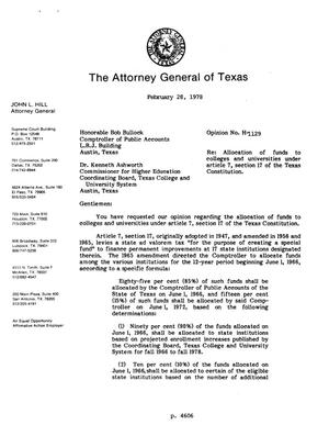 Texas Attorney General Opinion: H-1129