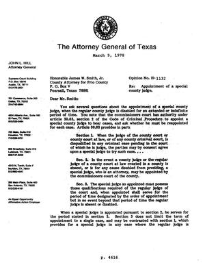 Texas Attorney General Opinion: H-1132