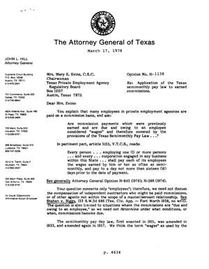 Texas Attorney General Opinion: H-1138