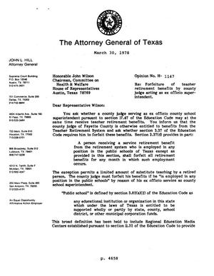 Texas Attorney General Opinion: H-1147