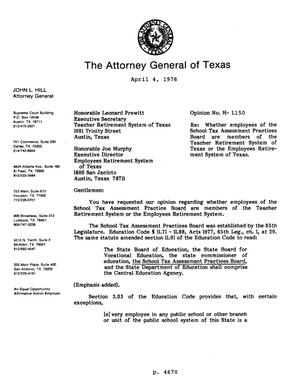 Texas Attorney General Opinion: H-1150